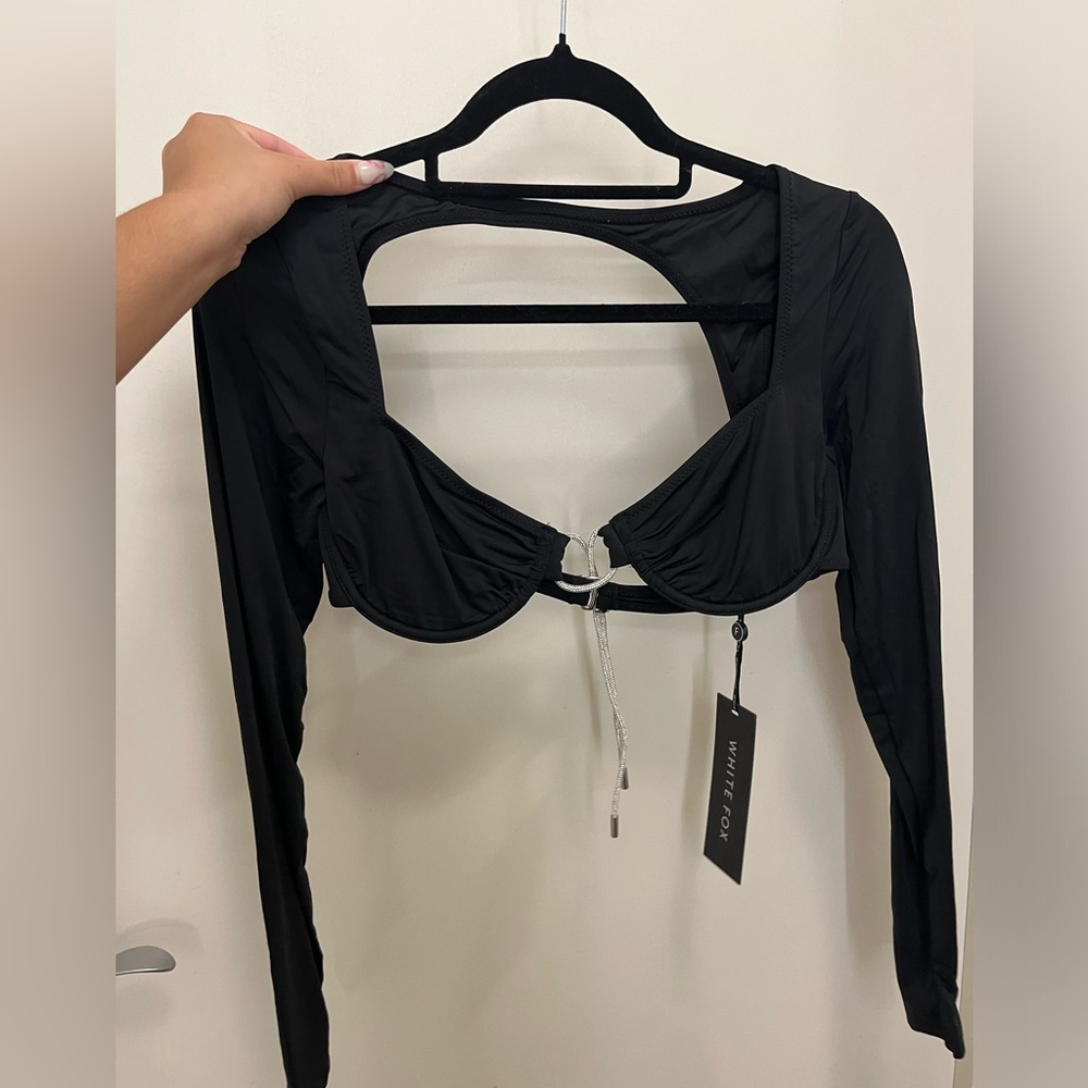 White fox long sleeve crop top